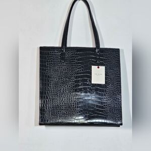 Ted Baker Black Croc-Embossed The ICON Tote Bag NWT Retail $298